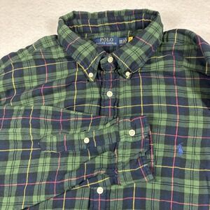 Polo Ralph Lauren Men's Shirt 2XB 2TG Classic Fit Blue Green Plaid Double-Faced